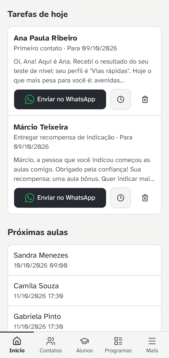 Tela do Primeira Marcha: Acompanhamento