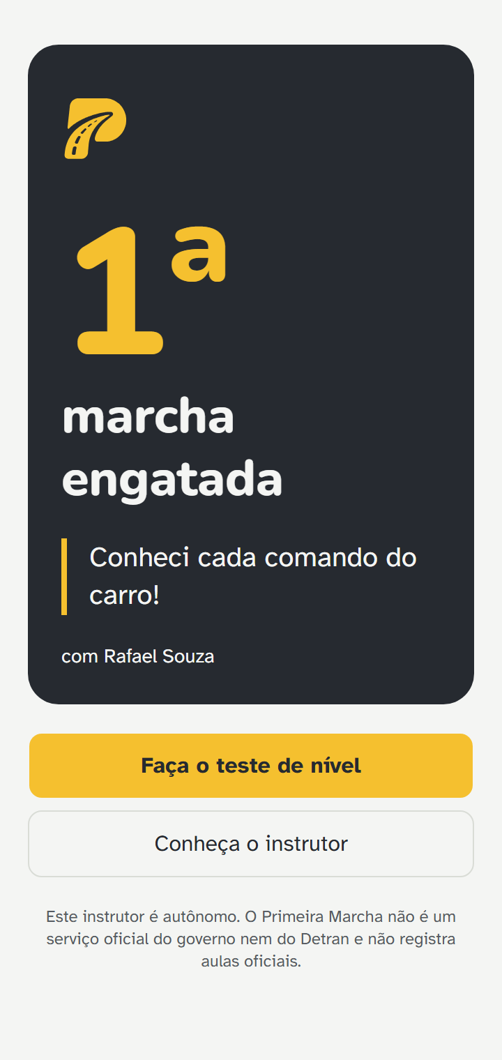 Tela do Primeira Marcha: Conquistas
